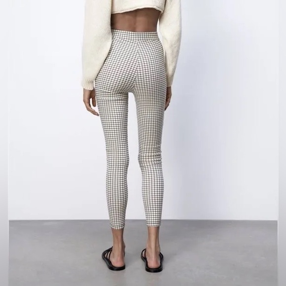 Zara High Rise Legging Windowpane Size S - Picture 3 of 7